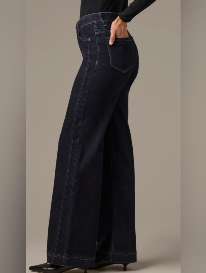 Wit & Wisdom New Skyrise Wide Leg Denim Jean Size 6 Dark Wash